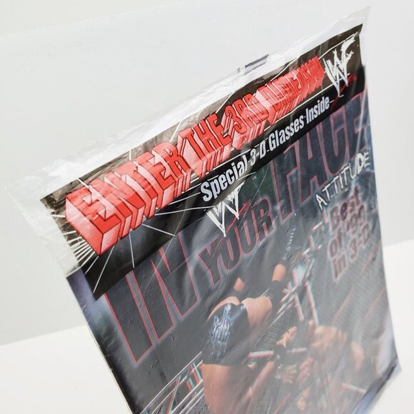 WWF Attitude Wrestling Magazine 3D VTG Best 1999 Rock Triple H Cover Y2K Sealed - Picture 5 of 8